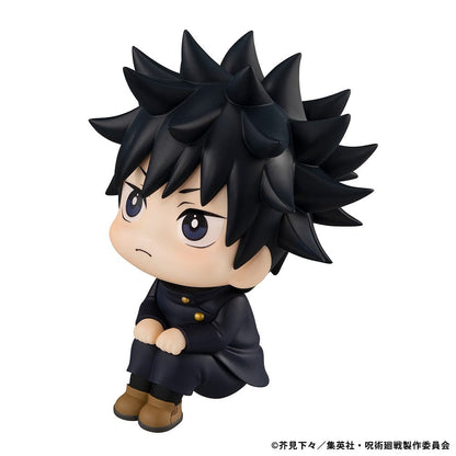 Lookup Figure Jujutsu Kaisen Megumi Fushiguro seated in chibi form, with black spiky hair and serious expression.