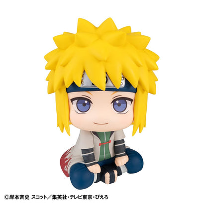 Naruto: Shippuden Look Up Series Naruto Uzumaki Six Paths Sage Mode & Minato Namikaze figure set, featuring chibi-style seated poses with vibrant details and bonus gift included.