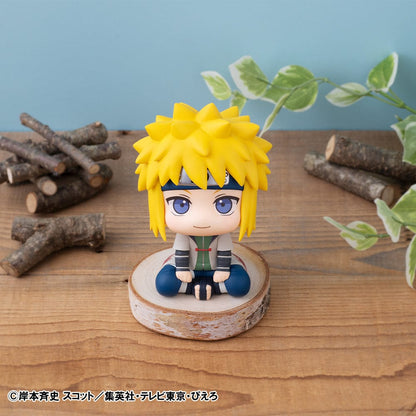 Naruto: Shippuden Look Up Series Naruto Uzumaki Six Paths Sage Mode & Minato Namikaze figure set, featuring chibi-style seated poses with vibrant details and bonus gift included.