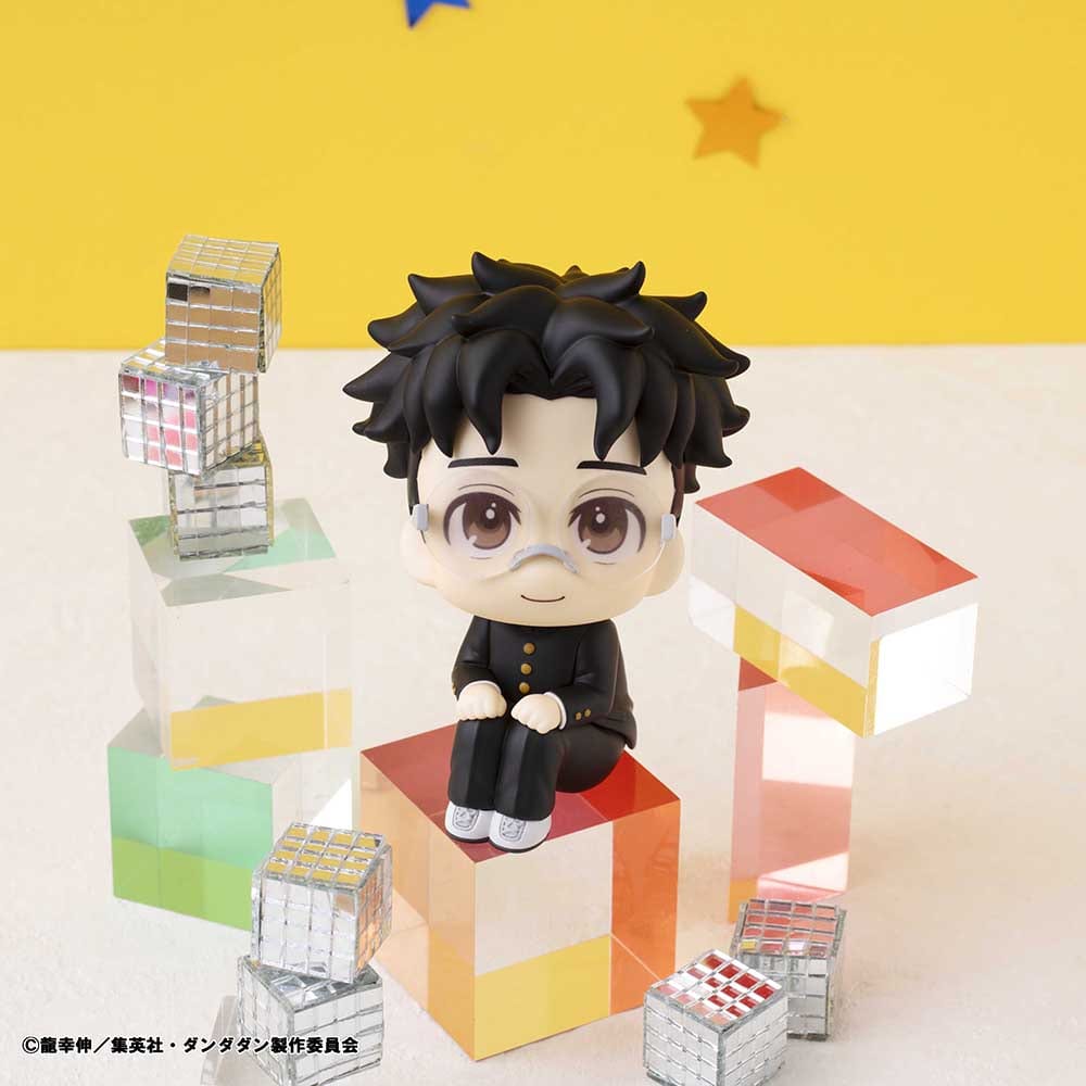 Dandadan Look Up Series Okarun Figure, featuring chibi-style design with school uniform, signature glasses, and upward gaze.