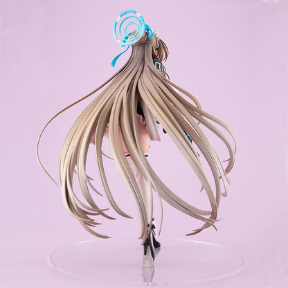 Blue Archive Lucrea Asuna Figure in maid outfit holding weapon, standing with flowing hair and detailed black and white uniform.