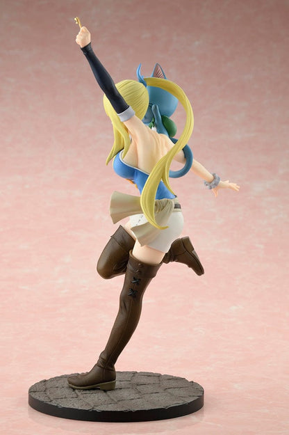 Fairy Tail: Final Season Lucy Heartfilia (Wink Ver.) 1/8 Scale Figure featuring Lucy holding a celestial key and Happy floating beside her, standing on a textured stone base.