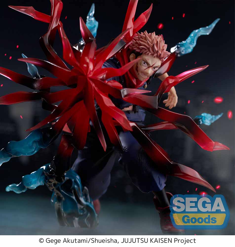 Jujutsu Kaisen Luminasta Yuji Itadori (Black Flash) Figure showcasing dynamic red and blue energy effects, an intense battle pose, and detailed sculpting, set against a white background.