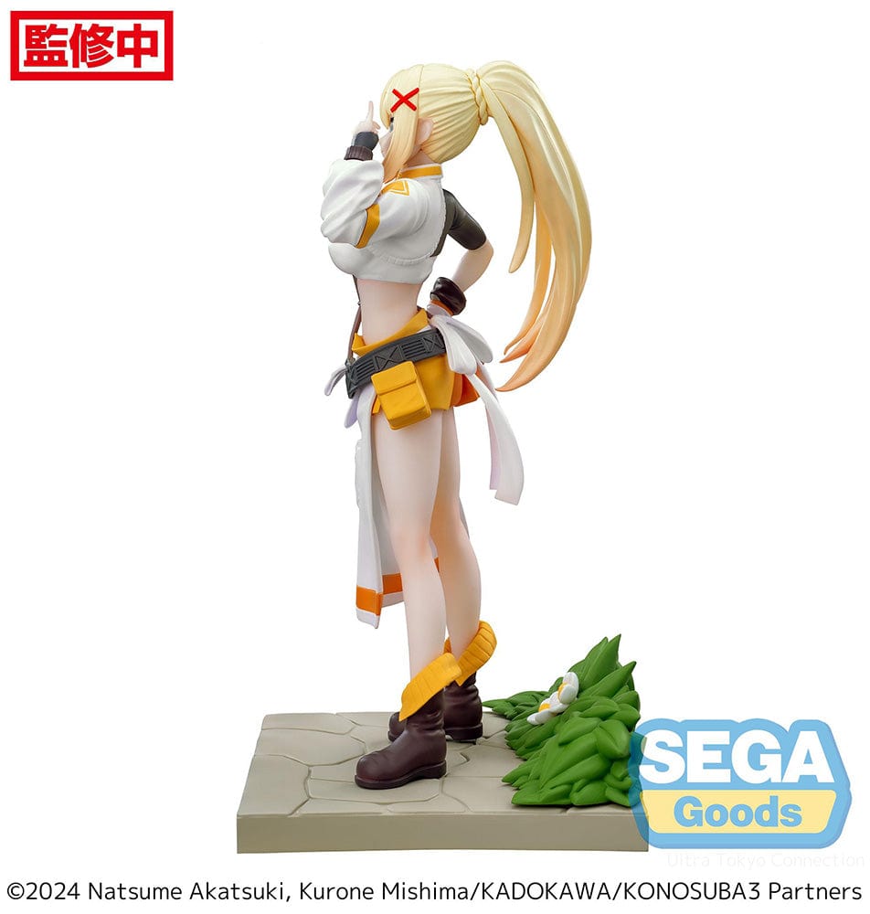 KONOSUBA God's blessing on this wonderful world! 3 Darkness Luminasta Figure, presenting the beloved character in a striking pose and a white dress, complete with her endearing and bold expression, ready for both courtly affairs and the heat of battle