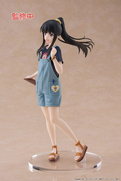 Lycoris Recoil Takina Inoue (Hawaiian Ver.) Coreful Figure wearing blue overalls and sandals, with flowing hair and cheerful pose