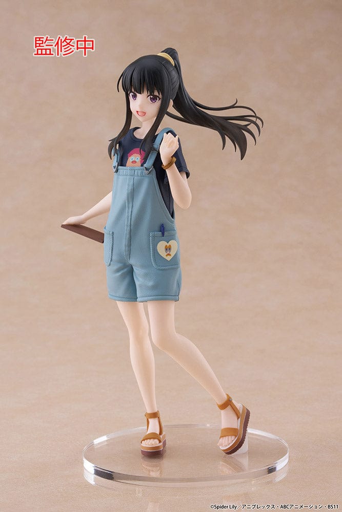 Lycoris Recoil Takina Inoue (Hawaiian Ver.) Coreful Figure wearing blue overalls and sandals, with flowing hair and cheerful pose