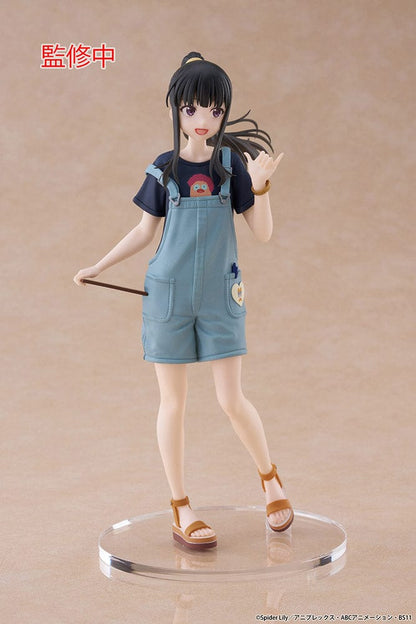 Lycoris Recoil Takina Inoue (Hawaiian Ver.) Coreful Figure wearing blue overalls and sandals, with flowing hair and cheerful pose