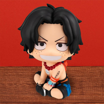 One Piece Look Up Series Portgas D. Ace figure with black hair, signature outfit, and confident smile in an adorable "look up" pose.