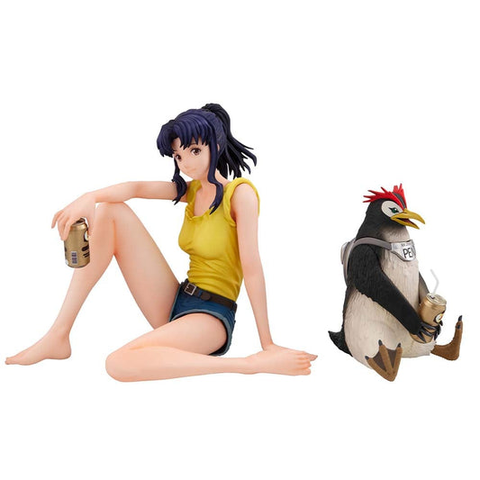 Rebuild of Evangelion Gals Series Misato Katsuragi and PenPen (Ver.2) figure set featuring detailed sculpting, vibrant colors, and relaxed poses capturing the essence of the characters.