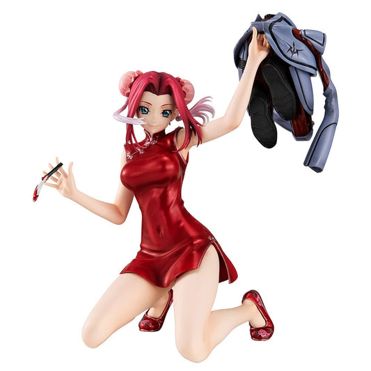 Code Geass: Lelouch of the Rebellion G.E.M. Series Kallen Kouzuki (Concession Infiltration Ver.) Figure, featuring Kallen in a red cheongsam holding her Knightmare suit, with intricate detailing and dynamic pose.