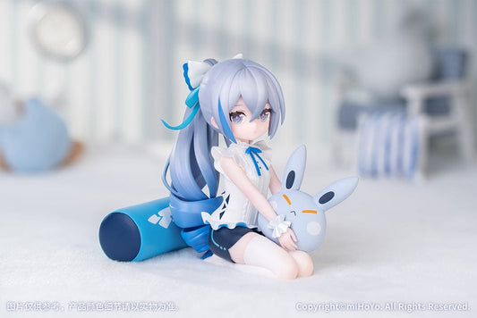 Honkai Impact 3rd Little Series Bronya Zaychik (Herrscher of Truth) Figure featuring Bronya sitting with a bunny-themed accessory in a soft white and blue outfit.