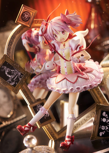 Puella Magi Madoka Magica 10th Anniversary Madoka Kaname 1/7 Scale Figure featuring Madoka in her classic magical girl outfit, surrounded by intricate frames and whimsical base, perfect for fans and collectors.