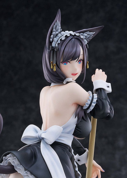 92M Illustration Maid Maison Ai Iwaya 1/6 Scale Figure featuring Ai Iwaya in a detailed maid outfit, holding a broom, with cat ears and tail, in a captivating pose.