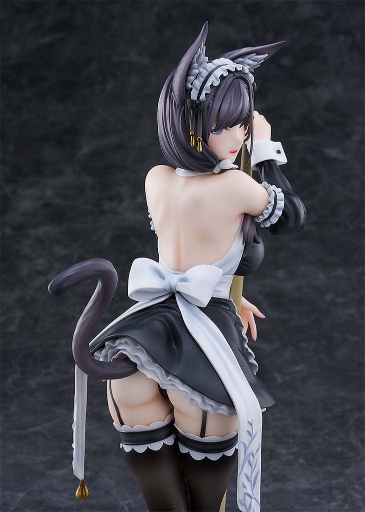 92M Illustration Maid Maison Ai Iwaya 1/6 Scale Figure featuring Ai Iwaya in a detailed maid outfit, holding a broom, with cat ears and tail, in a captivating pose.