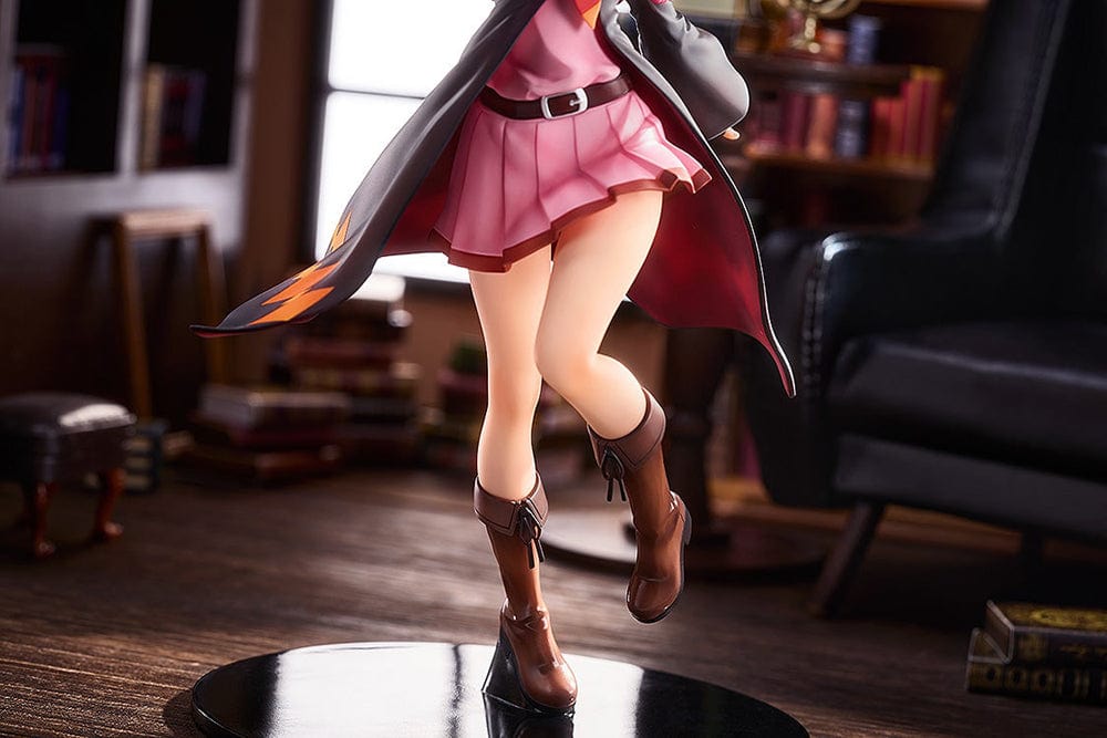 KonoSuba: An Explosion on This Wonderful World! Megumin 1/7 Scale Figure in a dynamic pose with a vibrant red, yellow, and black outfit and her signature wizard hat.