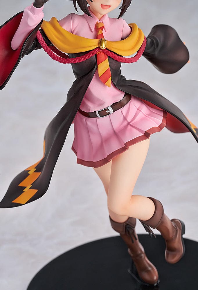 KonoSuba: An Explosion on This Wonderful World! Megumin 1/7 Scale Figure in a dynamic pose with a vibrant red, yellow, and black outfit and her signature wizard hat.