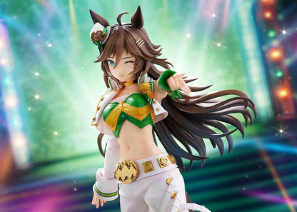 Mr. C.B. 1/7 Scale Figure from Uma Musume: Pretty Derby in a green and white racing-themed outfit with flowing hair and a confident pose.