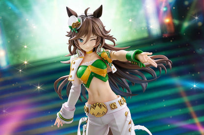 Mr. C.B. 1/7 Scale Figure from Uma Musume: Pretty Derby in a green and white racing-themed outfit with flowing hair and a confident pose.