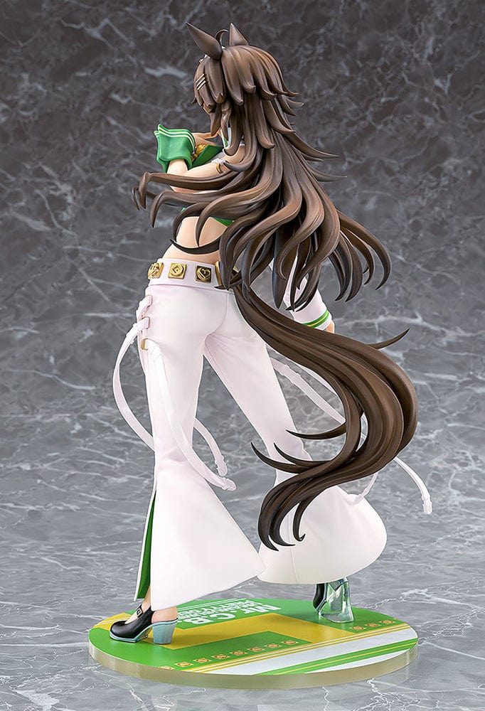 Mr. C.B. 1/7 Scale Figure from Uma Musume: Pretty Derby in a green and white racing-themed outfit with flowing hair and a confident pose.