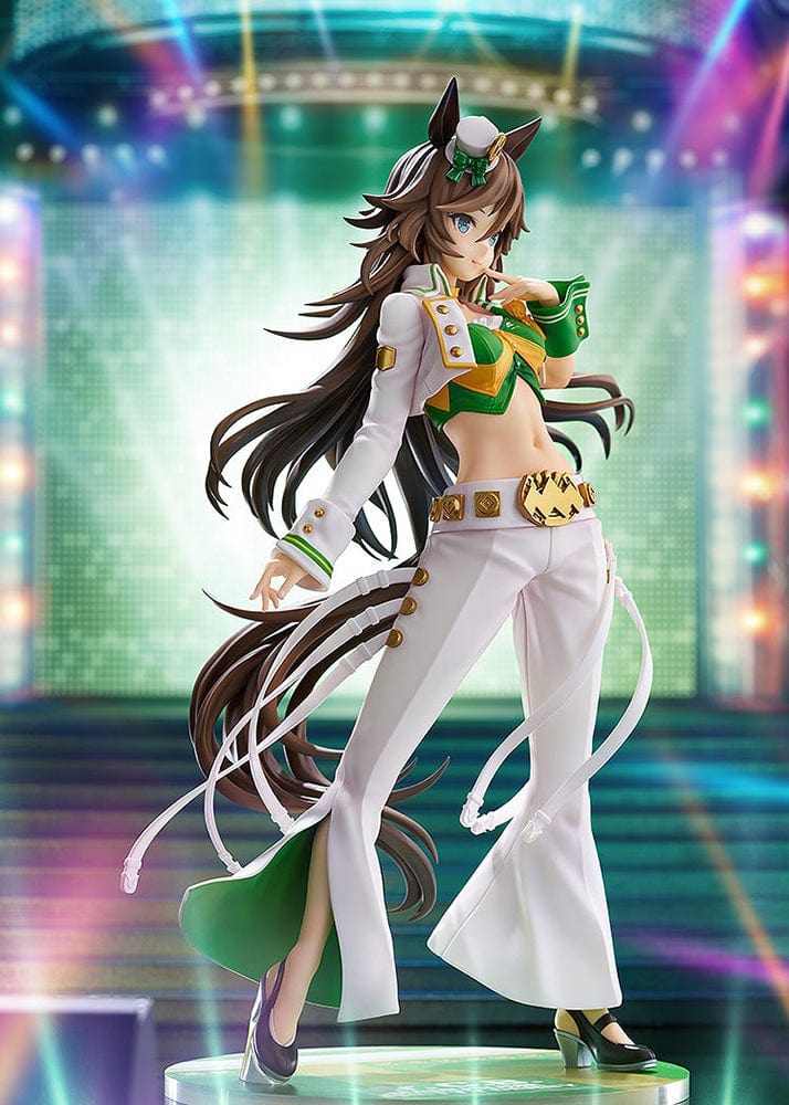 Mr. C.B. 1/7 Scale Figure from Uma Musume: Pretty Derby in a green and white racing-themed outfit with flowing hair and a confident pose.