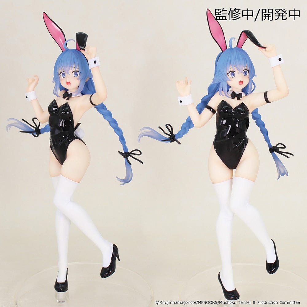 Mushoku Tensei: Jobless Reincarnation Vivit Roxy Migurdia Bunny Ver. Figure featuring a black bunny outfit, blue twin braids, and dynamic pose with playful expression.