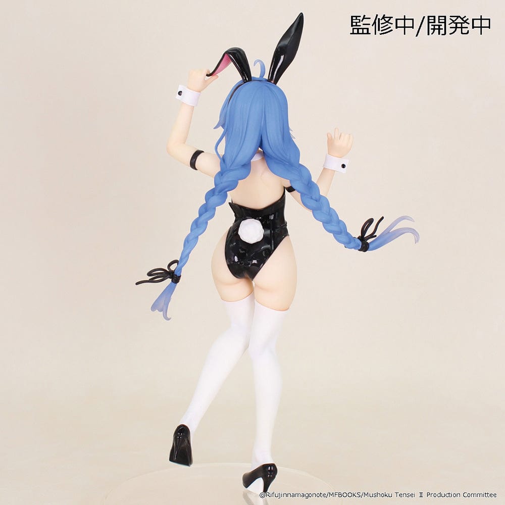 Mushoku Tensei: Jobless Reincarnation Vivit Roxy Migurdia Bunny Ver. Figure featuring a black bunny outfit, blue twin braids, and dynamic pose with playful expression.