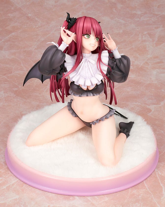 Marin Kitagawa (Liz Ver.) 1/6 Scale Figure from My Dress-Up Darling, in a playful kneeling pose with vibrant pink hair and intricate Liz cosplay outfit on a plush base