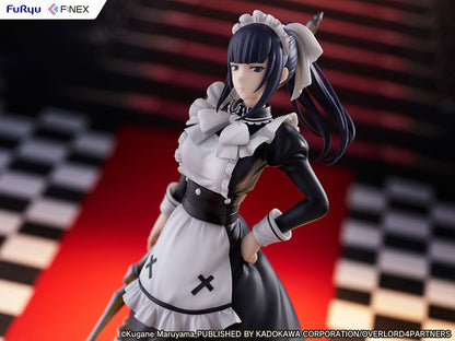 Overlord Narberal Gamma 1/7 scale figure featuring a maid character in black and white attire holding a weapon, with a stern expression and standing on a red base.