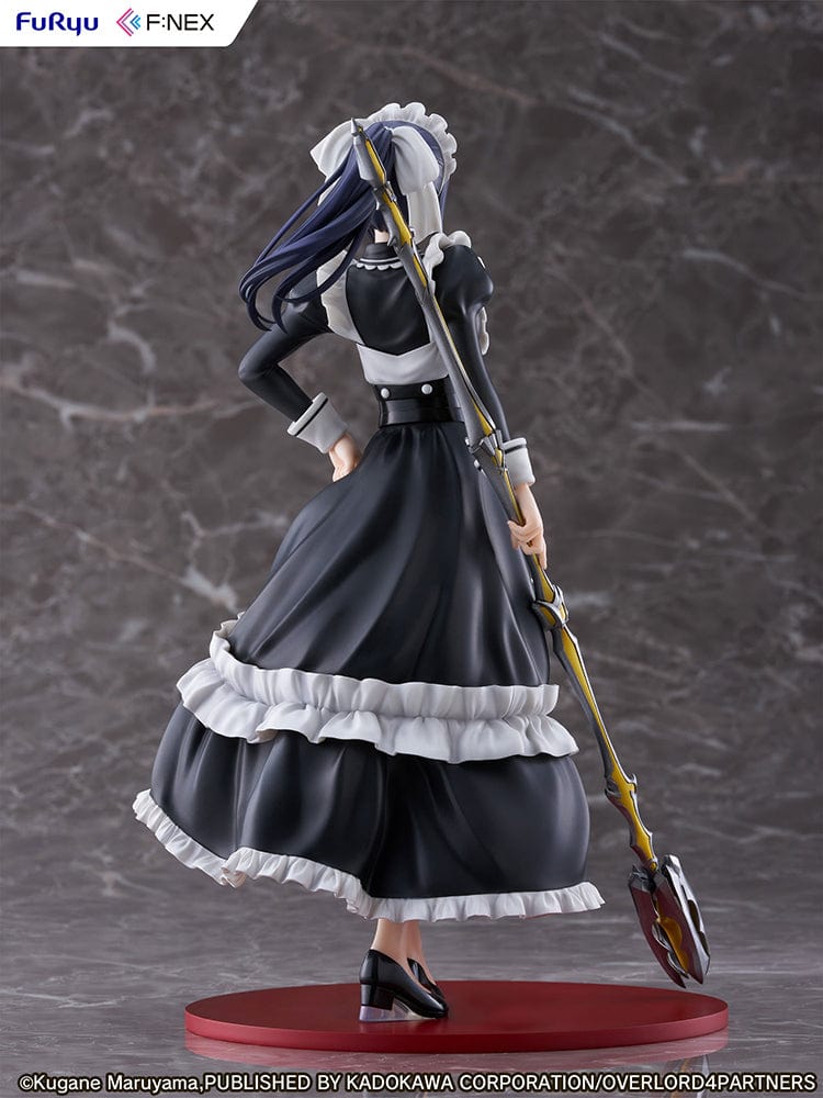 Overlord Narberal Gamma 1/7 scale figure featuring a maid character in black and white attire holding a weapon, with a stern expression and standing on a red base.