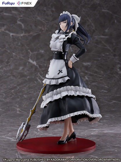 Overlord Narberal Gamma 1/7 scale figure featuring a maid character in black and white attire holding a weapon, with a stern expression and standing on a red base.