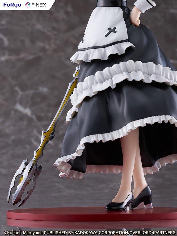 Overlord Narberal Gamma 1/7 scale figure featuring a maid character in black and white attire holding a weapon, with a stern expression and standing on a red base.