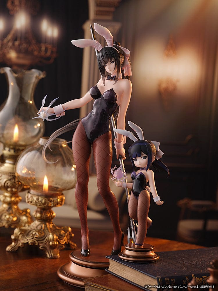 Overlord Narberal Gamma (Juami Bunny Girl Ver.) 1/7 Scale Figure in black bunny outfit, holding a magical staff, with fishnet stockings and bunny ears.