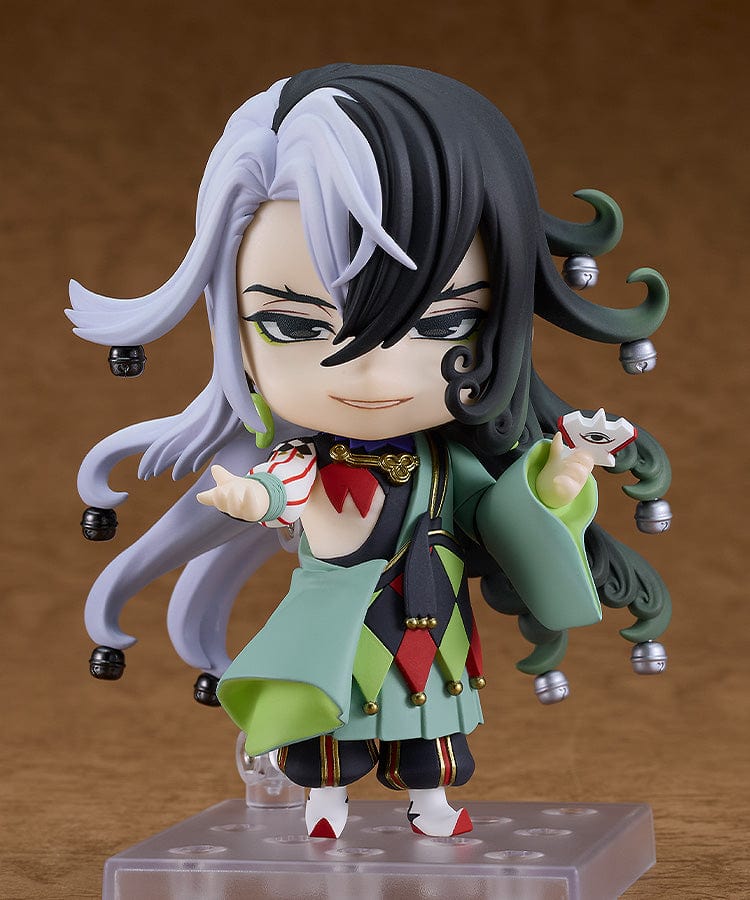 Fate/Grand Order Nendoroid No.2636 Ashiya Douman (Alter Ego) in chibi form with contrasting black and silver hair, holding a mask.