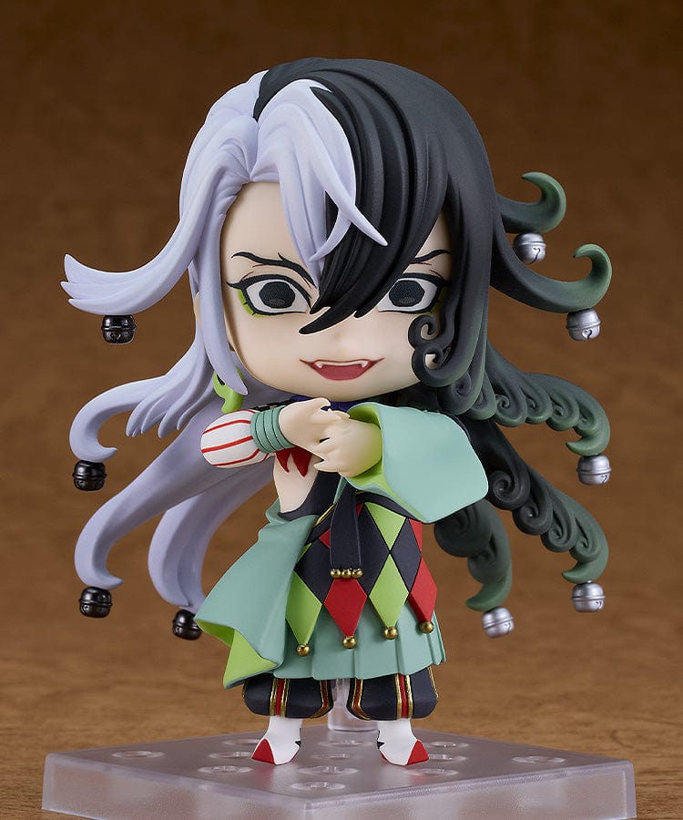 Fate/Grand Order Nendoroid No.2636 Ashiya Douman (Alter Ego) in chibi form with contrasting black and silver hair, holding a mask.