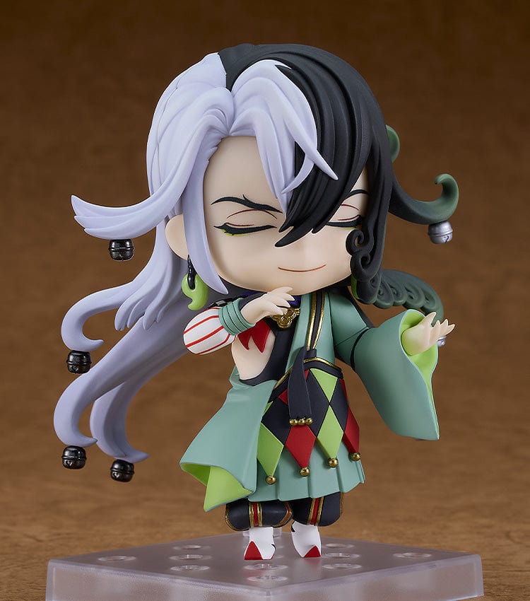 Fate/Grand Order Nendoroid No.2636 Ashiya Douman (Alter Ego) in chibi form with contrasting black and silver hair, holding a mask.