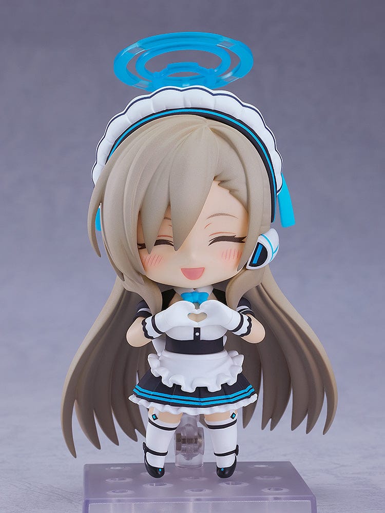 Blue Archive Nendoroid No.2611 Asuna Ichinose wearing her maid outfit, holding her weapon, with her iconic halo above her head.