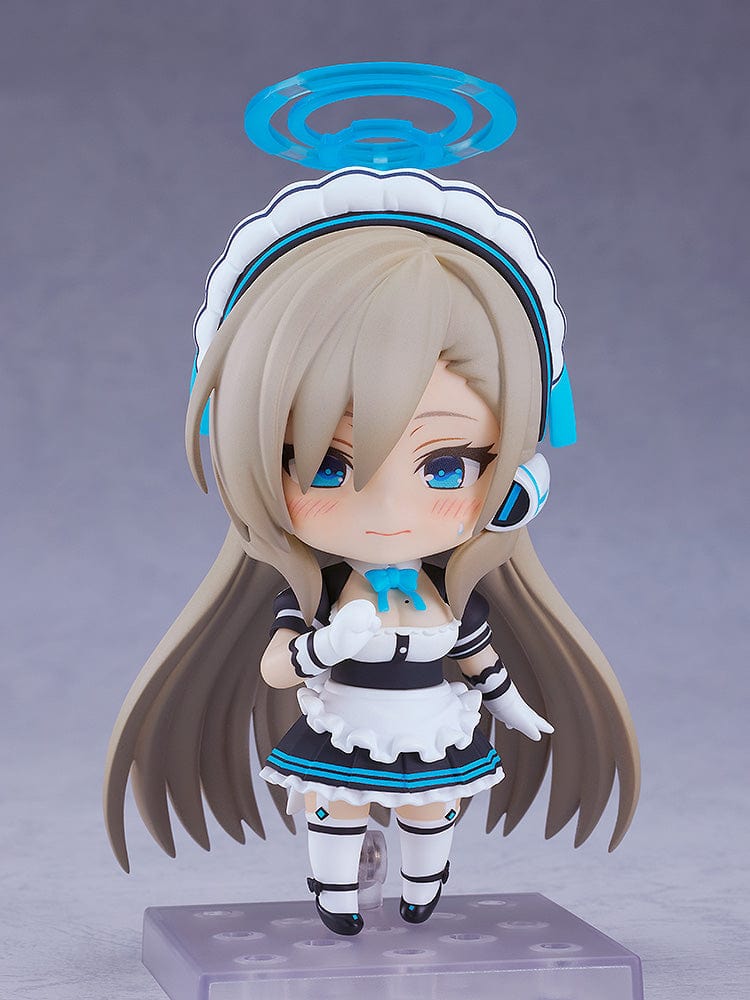 Blue Archive Nendoroid No.2611 Asuna Ichinose wearing her maid outfit, holding her weapon, with her iconic halo above her head.