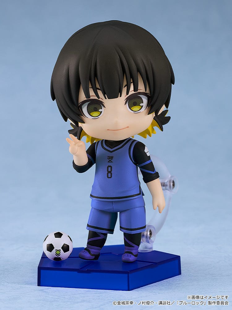 Blue Lock Nendoroid No.2658 Bachira Meguru in Team Z soccer uniform, with soccer ball and victory pose