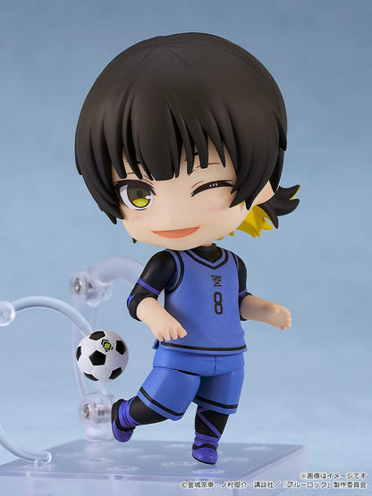 Blue Lock Nendoroid No.2658 Bachira Meguru in Team Z soccer uniform, with soccer ball and victory pose