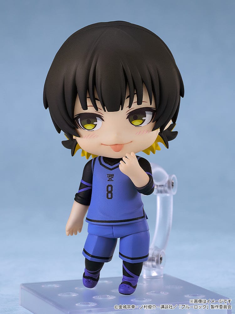 Blue Lock Nendoroid No.2658 Bachira Meguru in Team Z soccer uniform, with soccer ball and victory pose