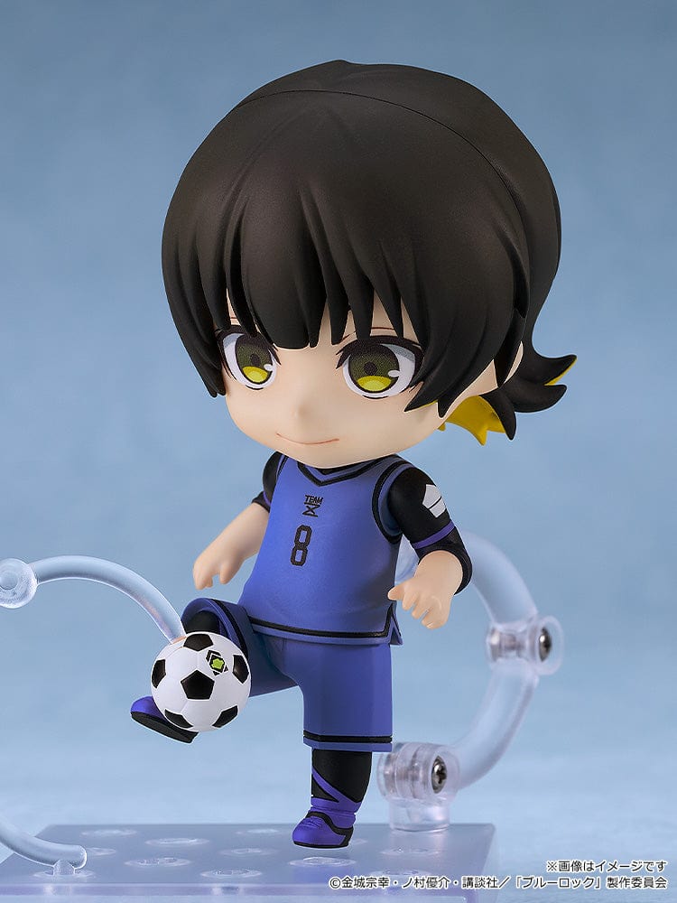 Blue Lock Nendoroid No.2658 Bachira Meguru in Team Z soccer uniform, with soccer ball and victory pose