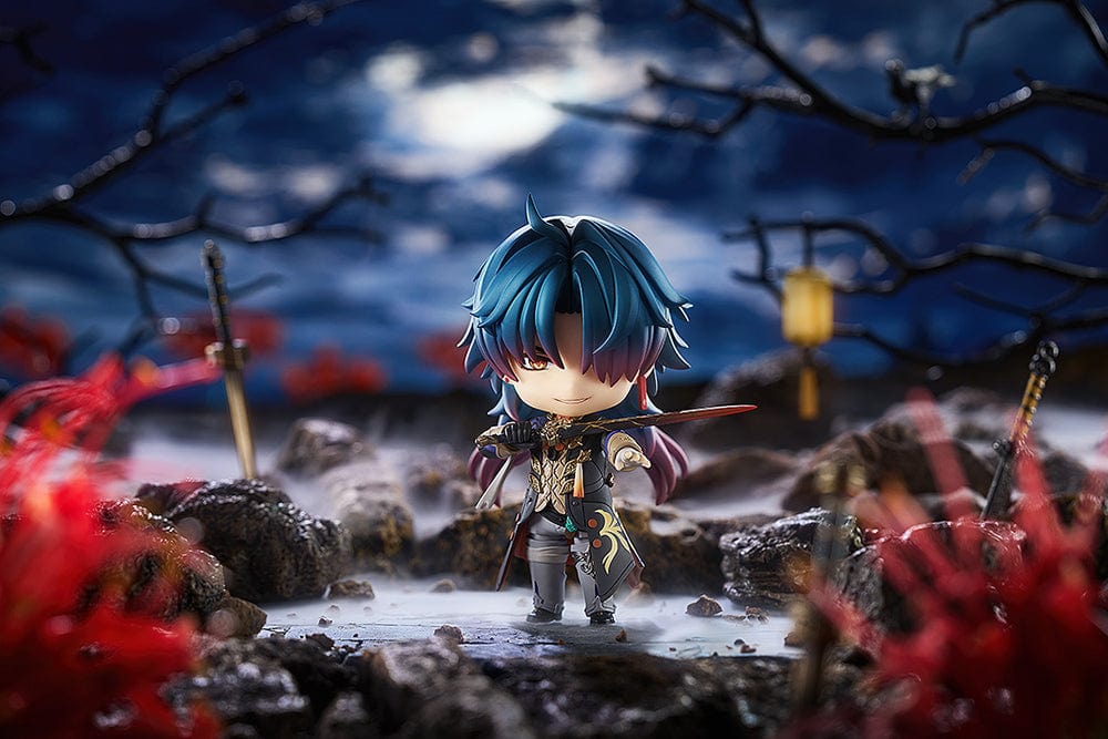  Honkai: Star Rail Nendoroid No.2607 Blade figure with dark coat, red eyes, and detailed sword.