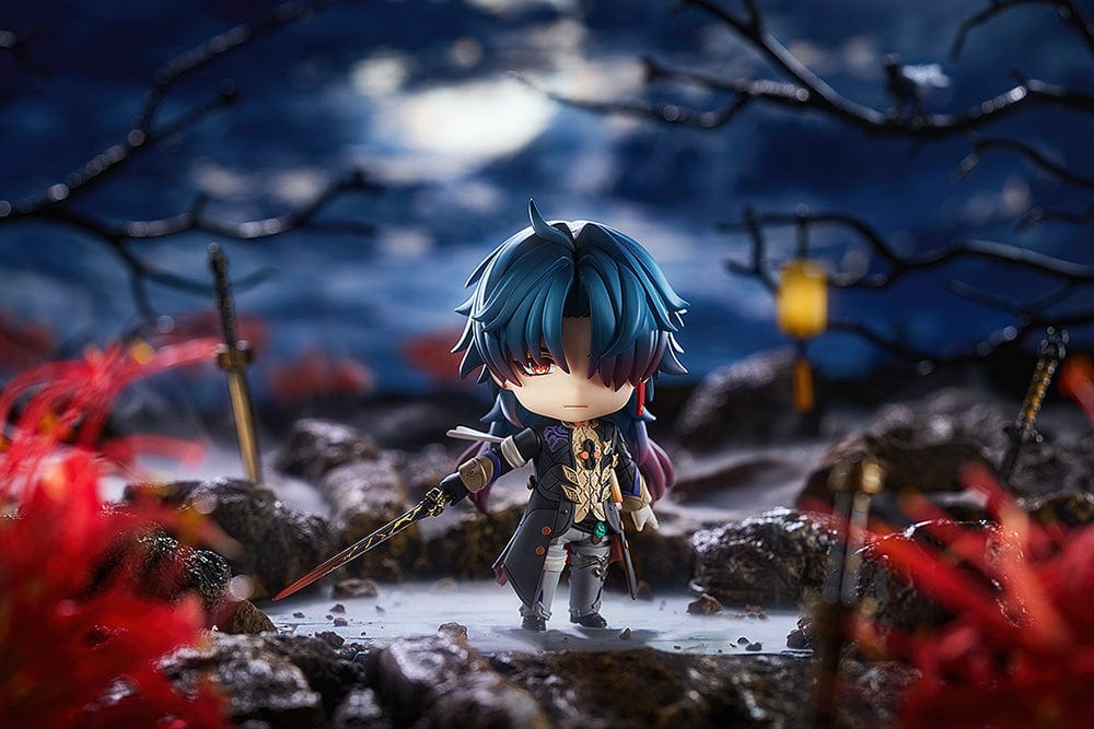  Honkai: Star Rail Nendoroid No.2607 Blade figure with dark coat, red eyes, and detailed sword.