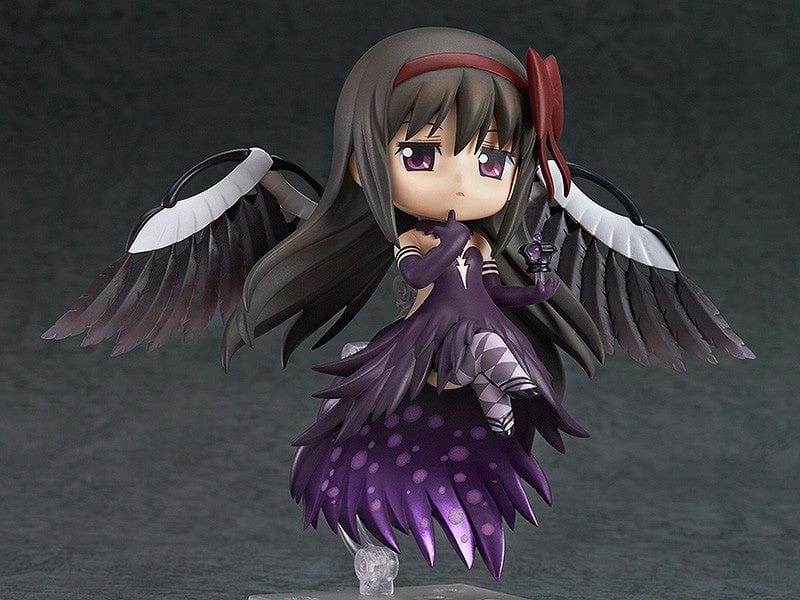 Puella Magi Madoka Magica The Movie: Rebellion Nendoroid No.456 Devil Homura featuring detailed wings and dark dress, posed elegantly.