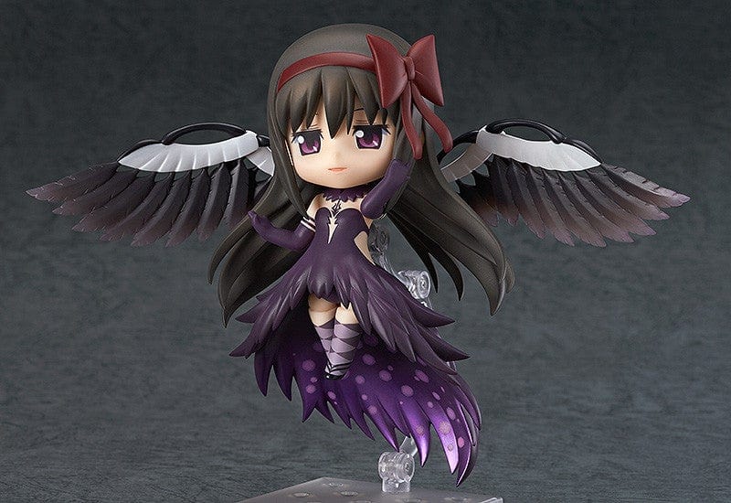 Puella Magi Madoka Magica The Movie: Rebellion Nendoroid No.456 Devil Homura featuring detailed wings and dark dress, posed elegantly.