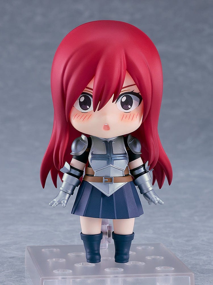 Nendoroid Erza Scarlet from Fairy Tail, wearing her signature armor and holding her sword, posed with a determined expression.