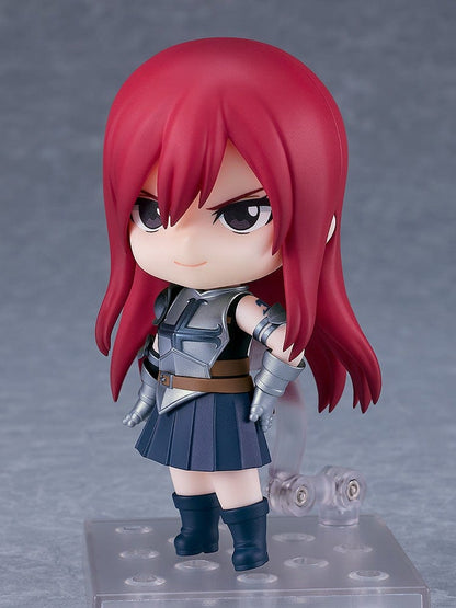 Nendoroid Erza Scarlet from Fairy Tail, wearing her signature armor and holding her sword, posed with a determined expression.