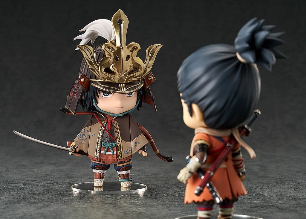 "Intricately detailed Sekiro: Shadows Die Twice Nendoroid No.2528 Genichiro Ashina Figure - Showcasing Genichiro in his iconic armor and helmet with accessories."