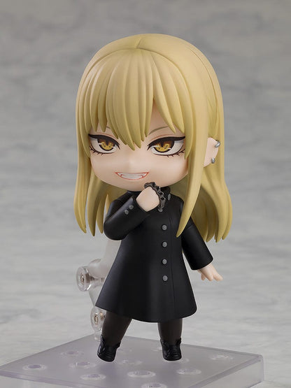 The Witch and the Beast Nendoroid No.2501 Guideau, featuring Guideau in a black outfit and beret with golden eyes and a determined expression, standing in a dynamic pose.