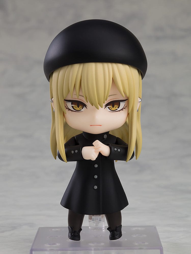 The Witch and the Beast Nendoroid No.2501 Guideau, featuring Guideau in a black outfit and beret with golden eyes and a determined expression, standing in a dynamic pose.
